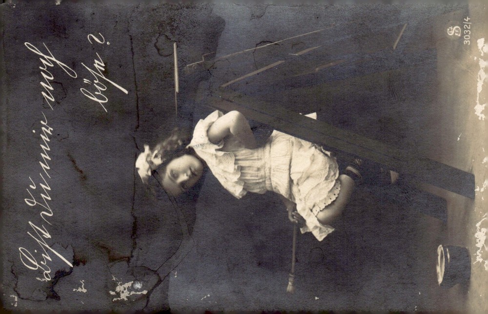 C1912 Villach Wien Austria Girl White Dress German Script Antique RPPC Postcard