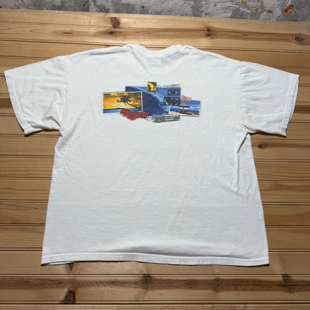 Vintage 90s Hawaii Postcard Beach Surf Tropical Graphic Souvenir T-Shirt - XL