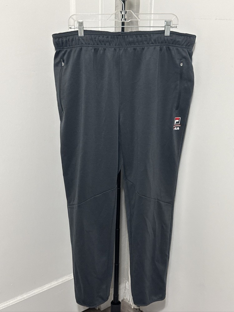 FILA Men's Black Fleece Joggers Sweatpants XL Drawstring Pockets