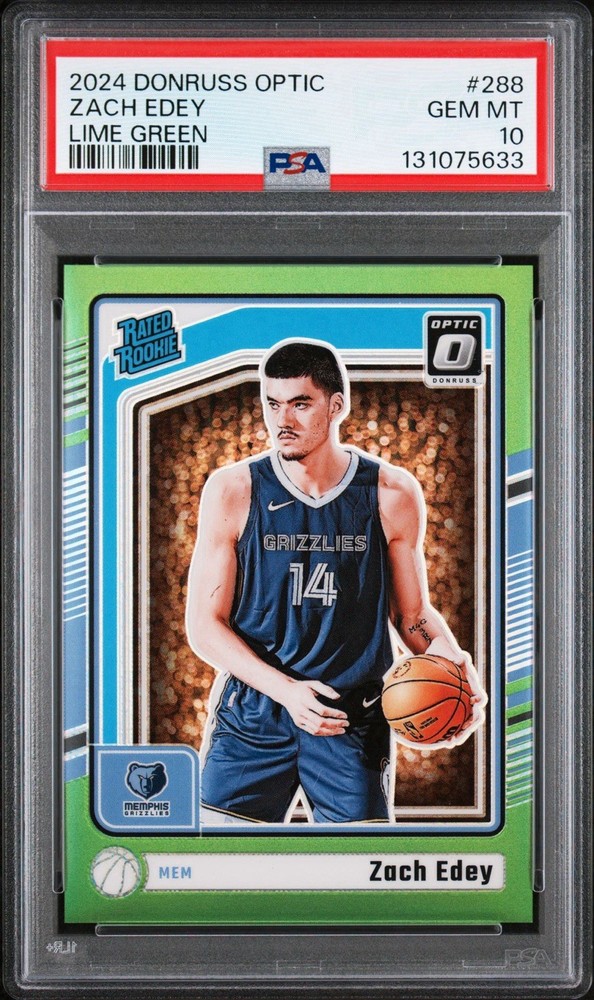 2024-25 Panini Donruss Optic Zach Edey Rated RC Lime Green /149!! Pop 1 PSA 10