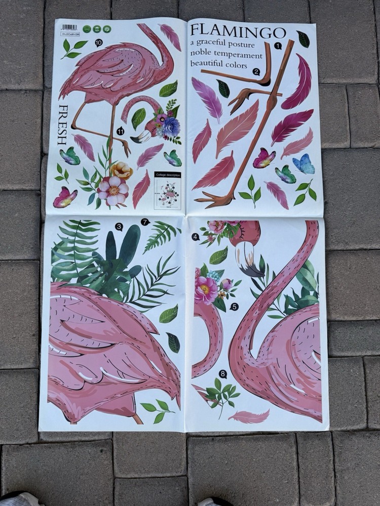 Flamingo Wall Stickers Tropical Elegant Home Decor Set