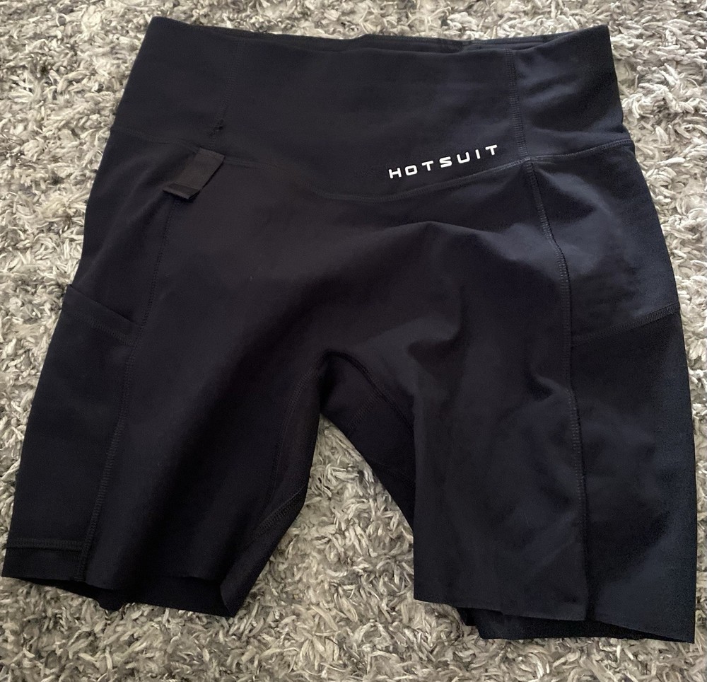 Hotsuit Biker Shorts Black Nylon Spandex Blend Stretch Pockets Activewear Women