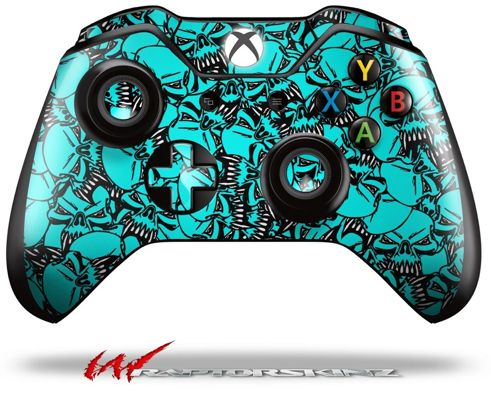 Scattered Skulls Neon Teal Skin for XBOX One Controller