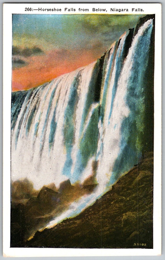 Antique Postcard Horseshoe Falls Below Niagara Falls, CA 1910s
