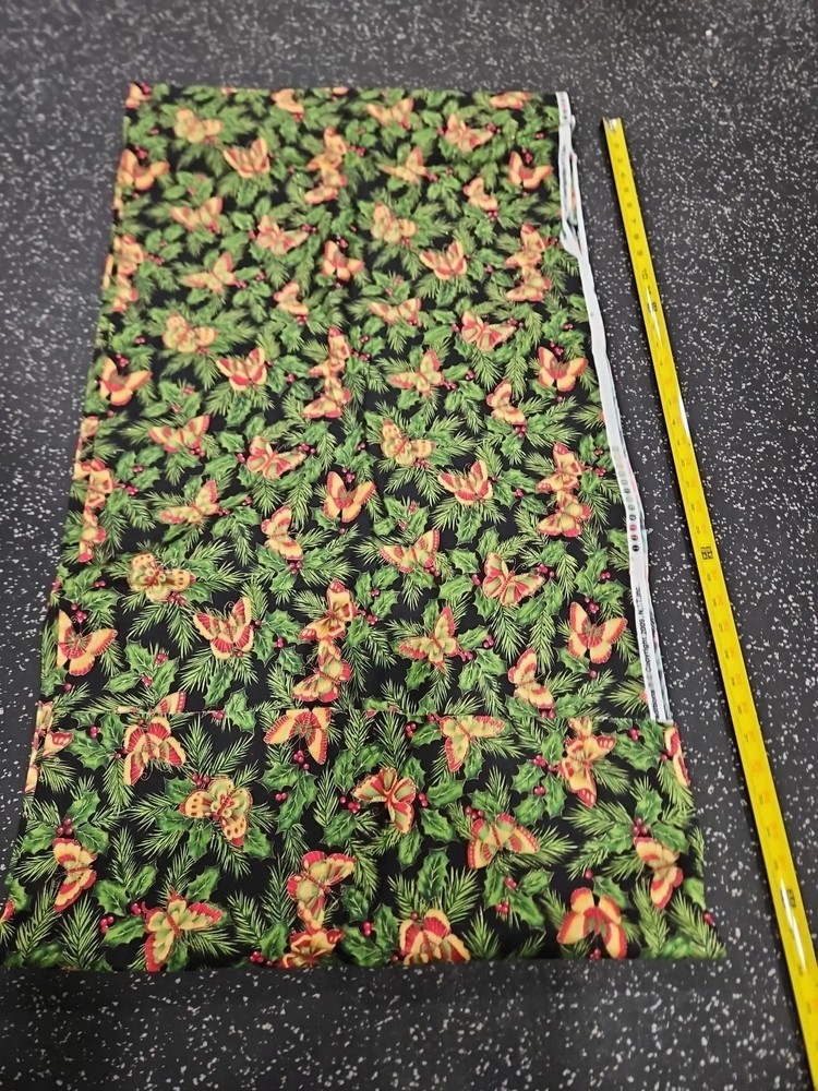 Lot of 3 Yards Butterflies and Holly Cotton Fabric