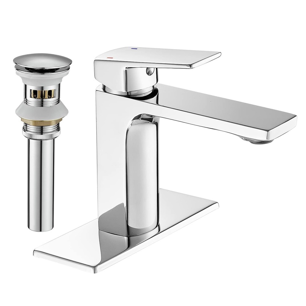 Chrome Bathroom Faucet Single Handle Bathroom Vanity Sink Faucet with Pop-up ...