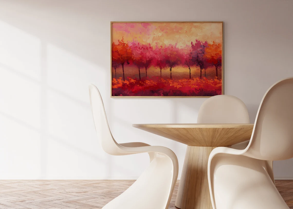 Beautiful Red and Pink Trees Painting Poster Premium Quality Choose your Size