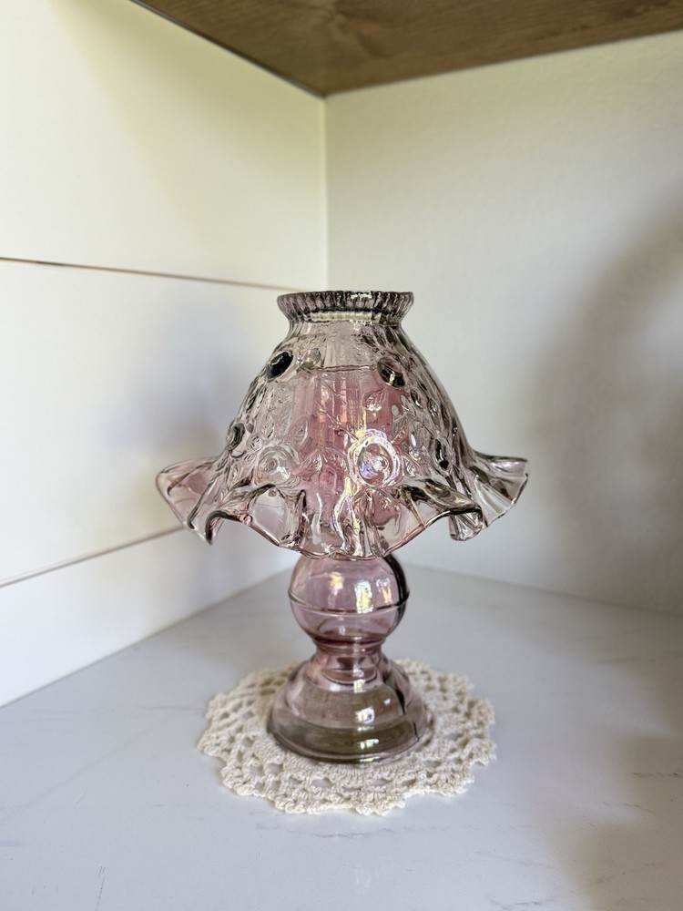 VTG Cabbage Ruffled Rose Fairy Lamp!