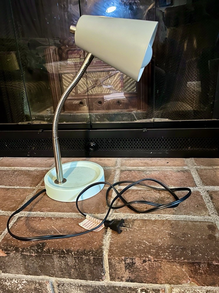 Pale Blue Adjustable Head Desk Lamp Bedside Table Light Vintage Inspired Design