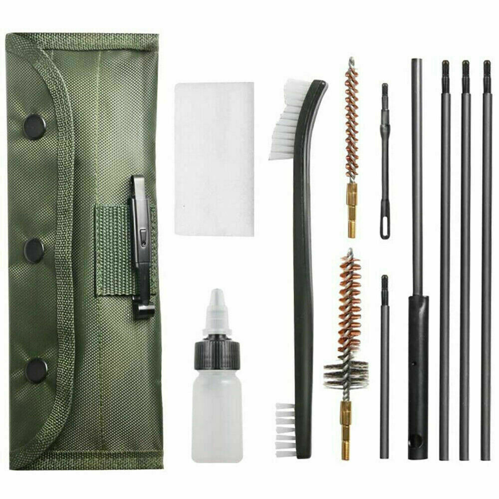 For .22LR, .223, .257, 5.56mm Rifle Gun Cleaning Kit Brush Cleaner with Pouch US