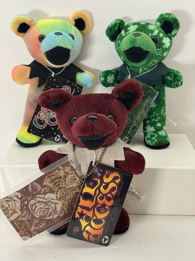 Grateful Dead Bean Bears,Lot Of 3 Bears.￼ All Complete￼ Backstage passes Mint