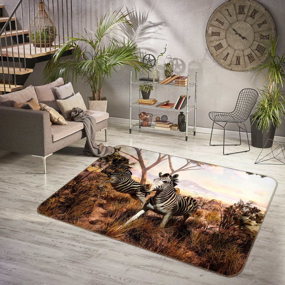 3D Forest Zebra Non-Slip Rug Mat O3175 Elegant Photo Carpet for Home