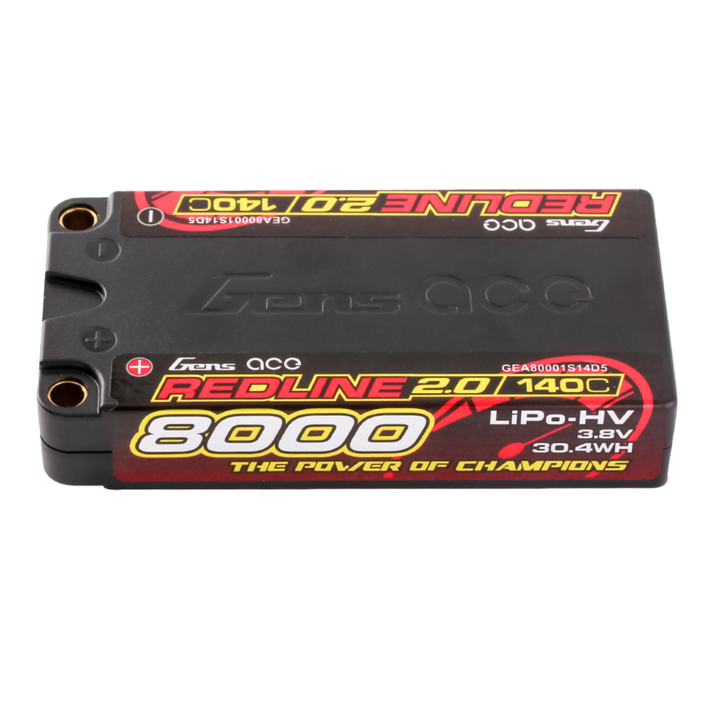 Gens Ace Redline 8000mAh 3.8V 140C 1S HardCase HV Lipo RC Battery For 1:8 RC Car-image