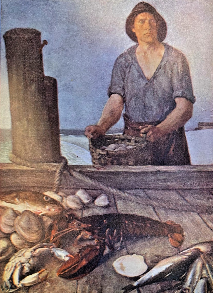 1907 Vintage Magazine Illustration The Fisherman by Emil Hering