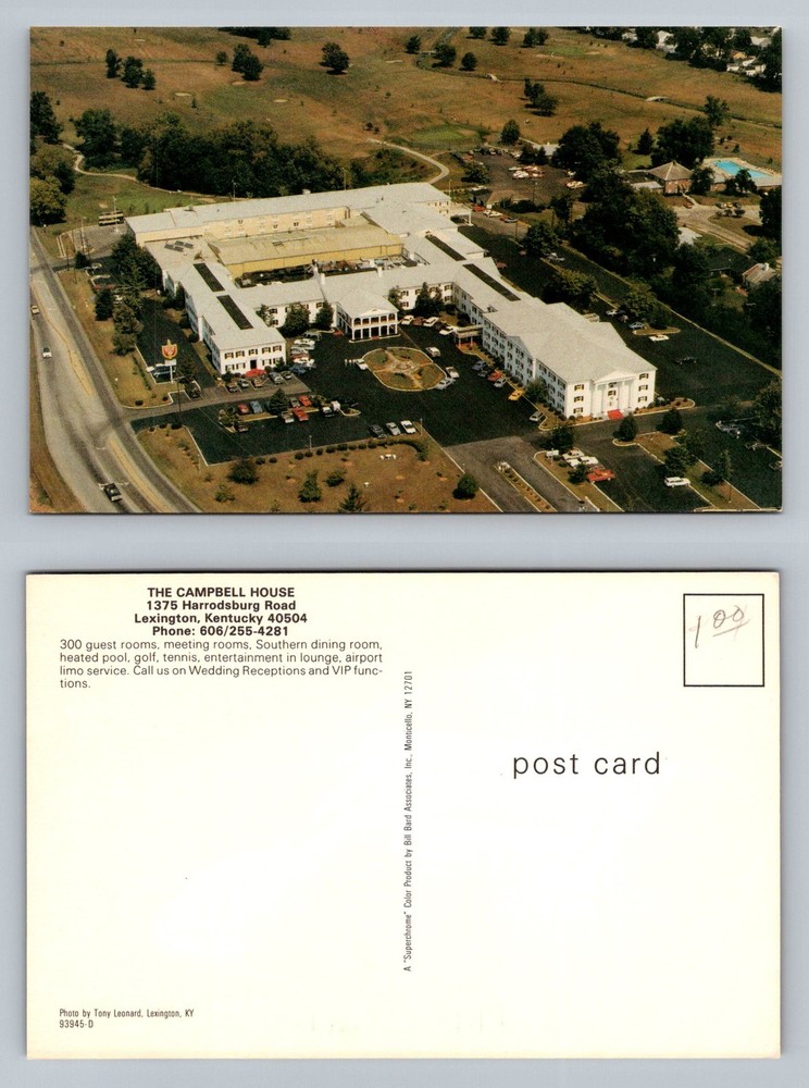Lexington, KY-Kentucky, Campbell House Hotel Aerial View Vintage Postcard