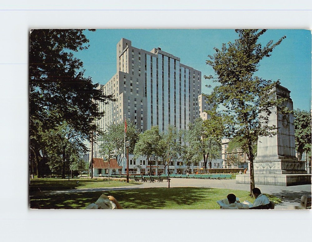 Postcard The Sheraton Laurentian Hotel from Dominion Square, Montreal, Canada