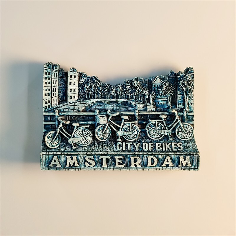 Holland Bicycle Amsterdam Collectible Tourist Souvenir 3D Resin Fridge Magnet