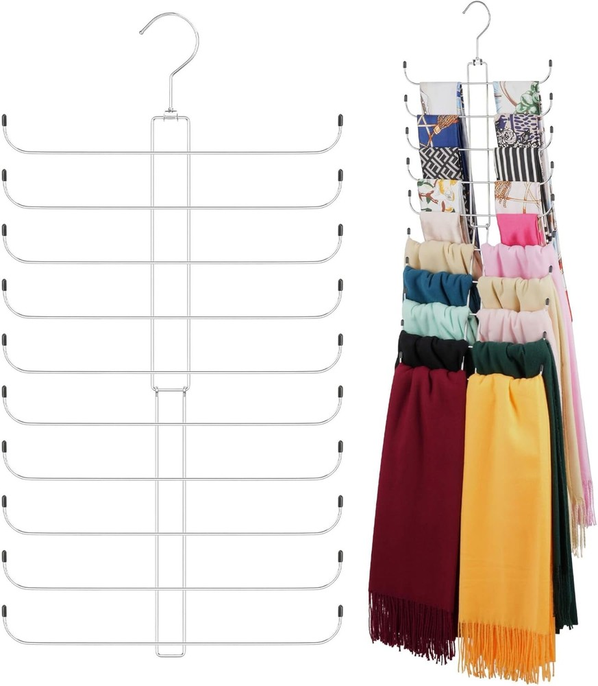 ZEDODIER Scarf Organizer Rotatable Closet Hanger Holds 20 Scarves Space-Saving