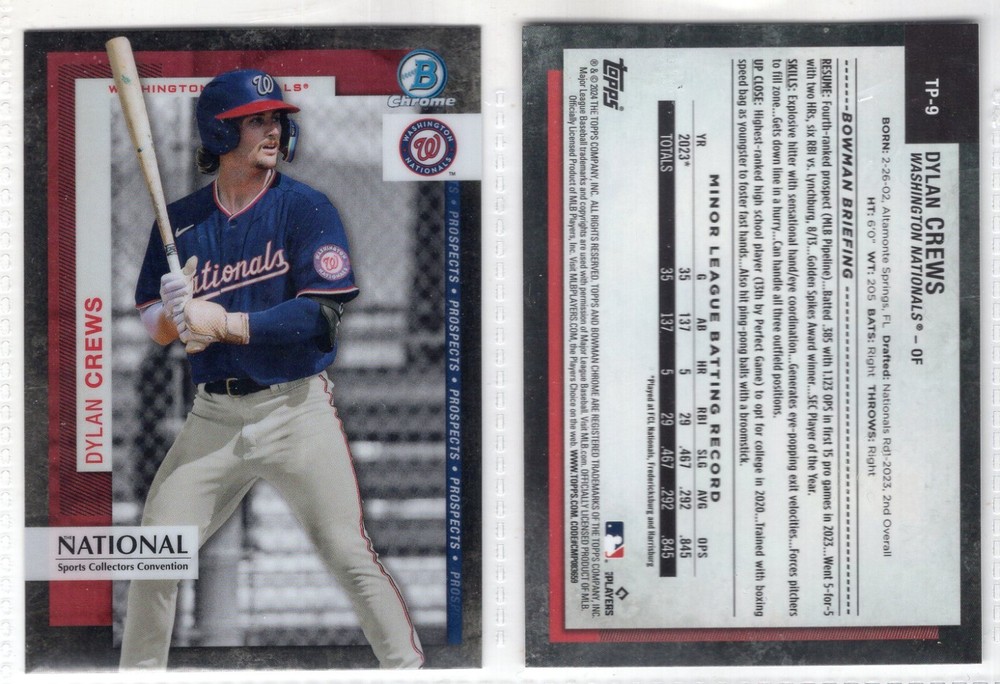2024 Bowman Chrome NSCC Dylan Crews Silver Refractor TP-9