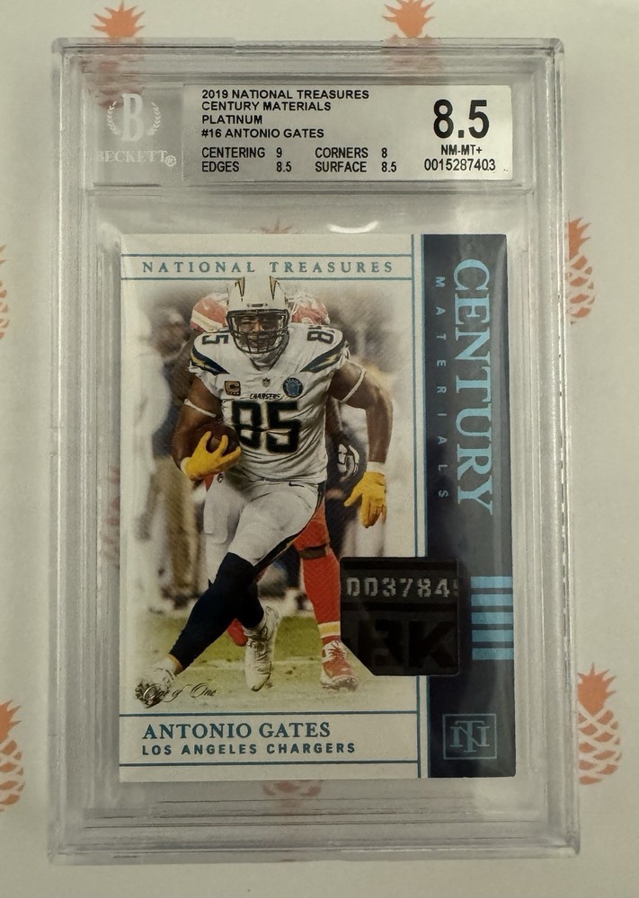 2019 National treasures Chargers NT Century Materials Antonio Gates 1/1 Platinum