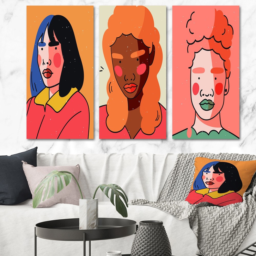Abstract Minimal Portraits of Young Women I - Modern & Contemporary Art Print by Designart