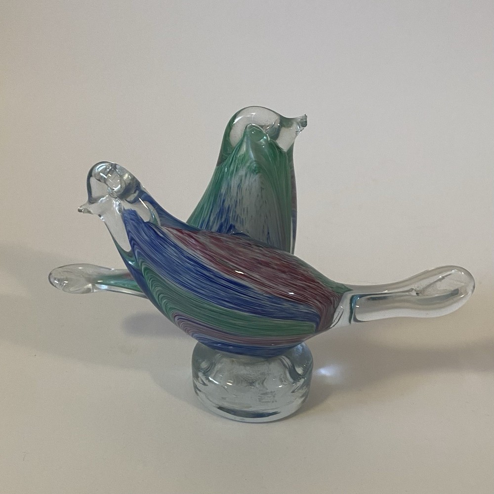 Murano Art Glass Bird Figurine, Multicolor, Hand Blown, Decorative, Italy