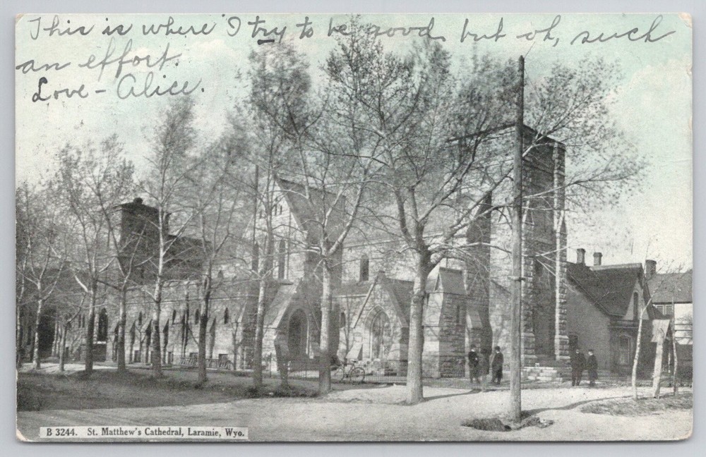 St. Matthew's Cathedral Laramie Wyoming Postcard c.1910s Posted