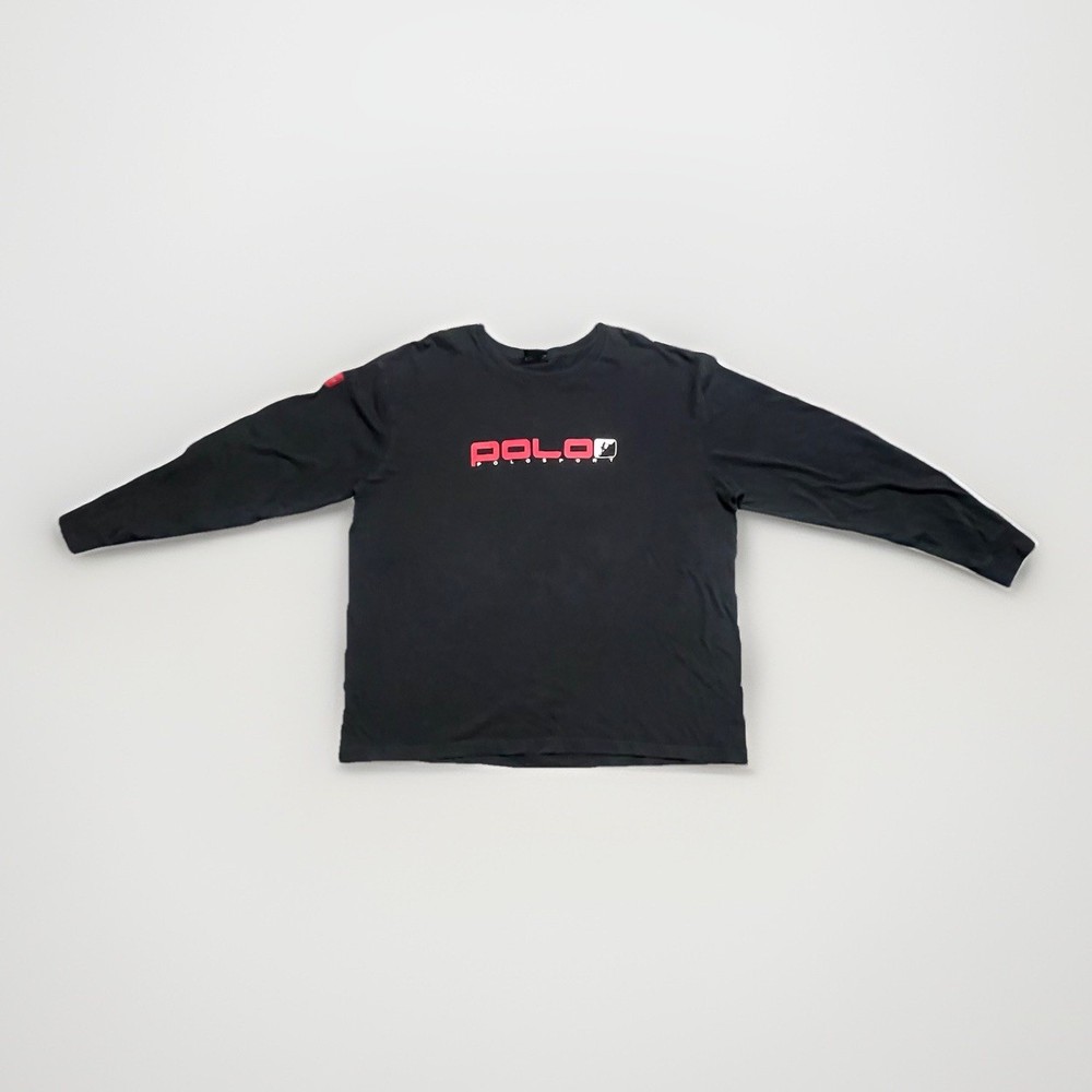 Polo Sport Ralph Lauren Y2K Men’s Black Graphic Long Sleeve T-Shirt Crew XL