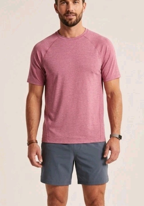 Abercrombie YPB Men's Infinity Knit Pink Tee Training Gym Workout! L