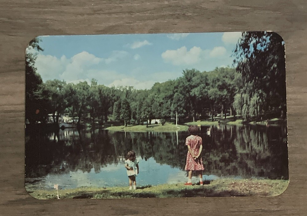 Elgin IL Illinois Lagoon in Lords Park Vintage Postcard