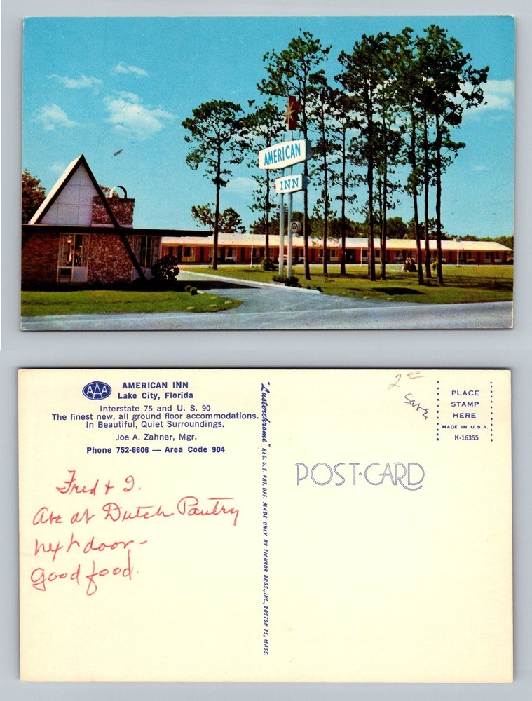 Lake City, FL-Florida, American Inn Motel Roadside View Vintage Postcard