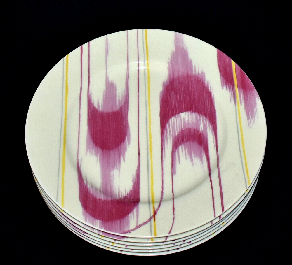 Anthropologie Set Of 6 Raspberry Abstract Modern Graphic 8