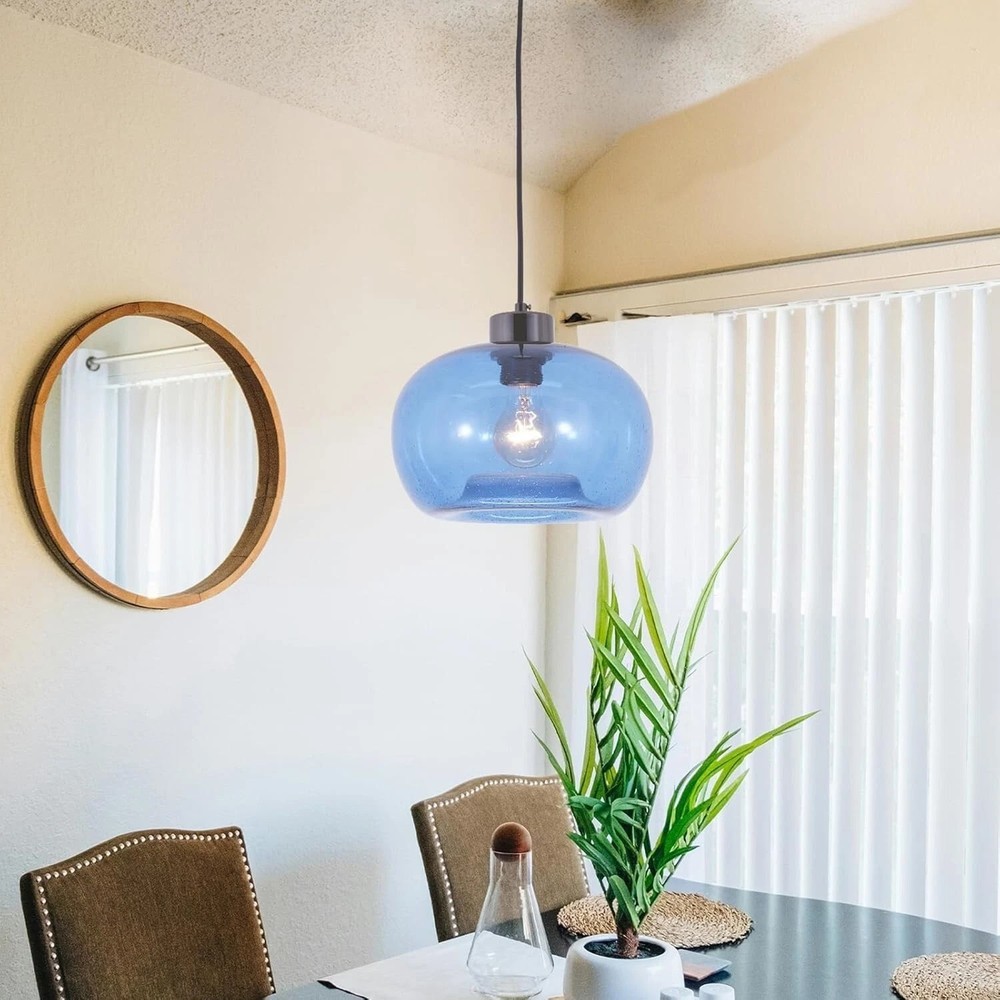 Vintage Chandelier E26 Pendant Lighting for Kitchen Island Colorful Glass Cage