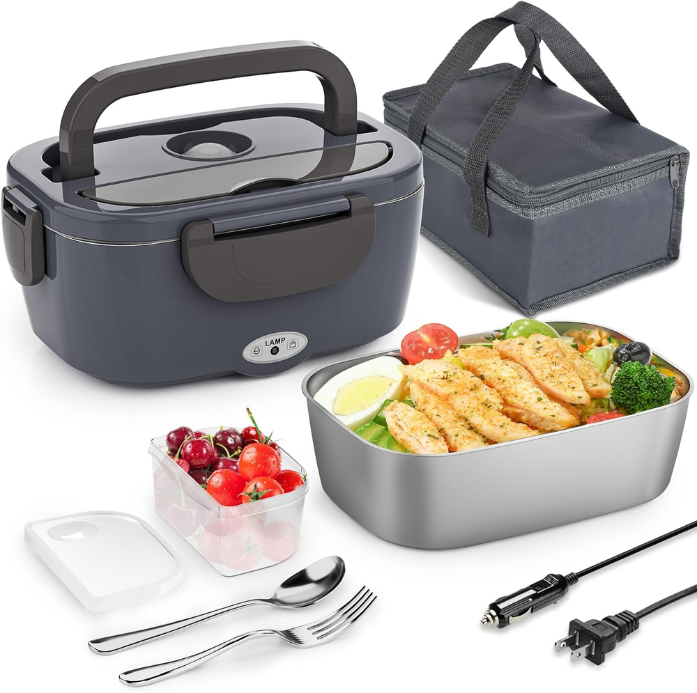 Portable 3-in-1 Electric Lunch Box Food Warmer Leakproof Heated Meal Container for Adults