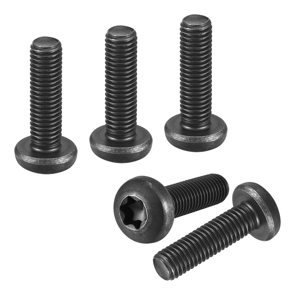 M10x35mm Pan Head Torx Security Screws - 10Pack - Carbon Steel - Black