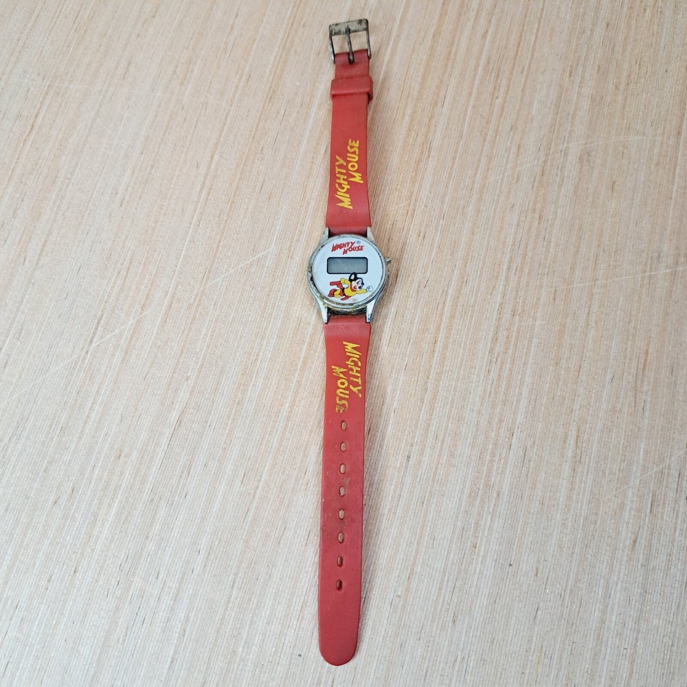 Vtg 1990 Mighty Mouse Red Childrens Watch Viacom 8
