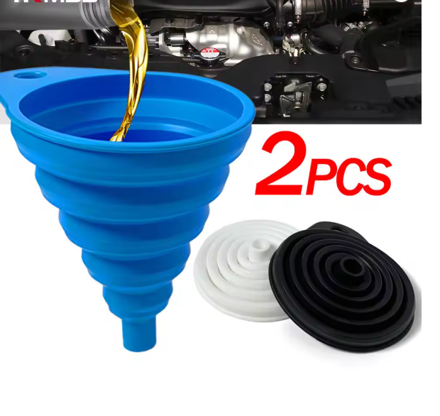 2PCS Silicone Collapsible Foldable Funnel Hopper Gel Kitchen Liquid Tool