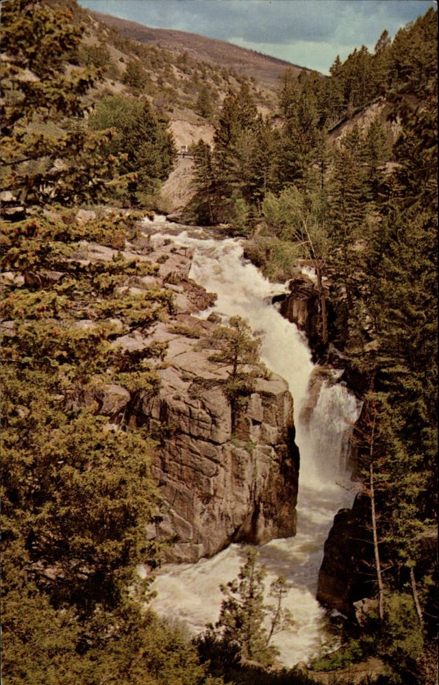 Wyoming Shell Creek Falls Big Horn Mountain ~ 1970s vintage postcard sku329