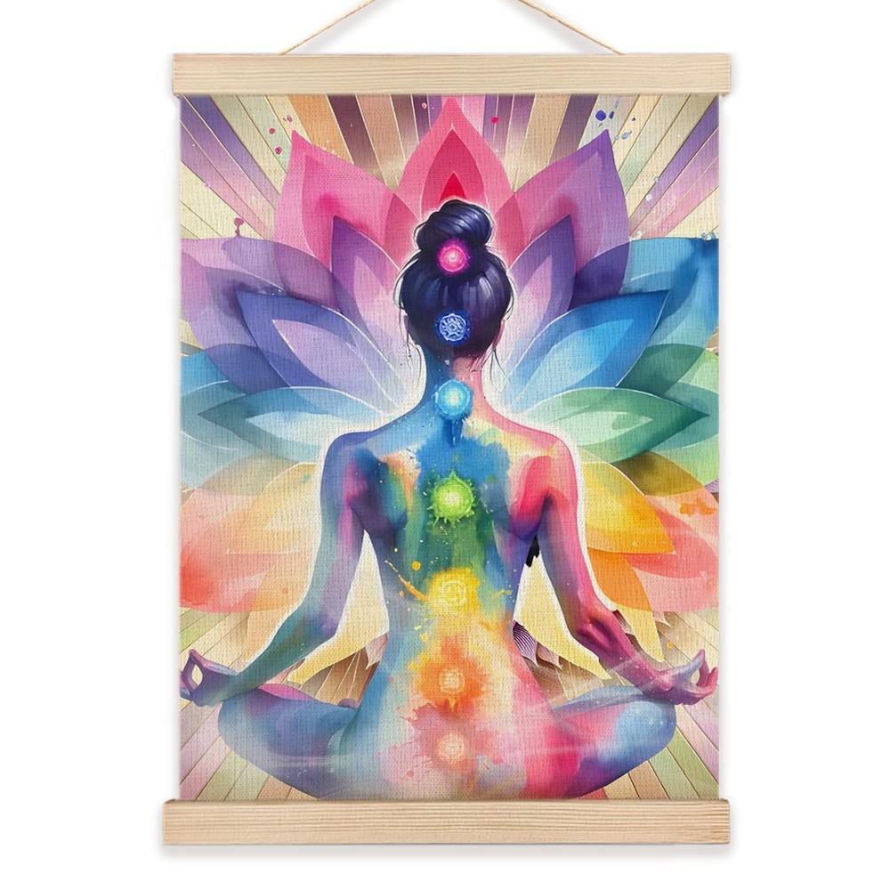 Seven Chakra Yoga Meditation Zen Wall Art Poster Framed, Colorful Mandala Hip...