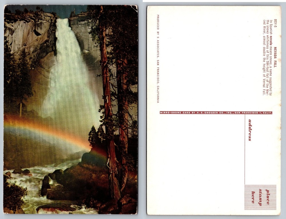 Nevada Fall Yosemite National Park Rainbow Mirro-Krome Postcard