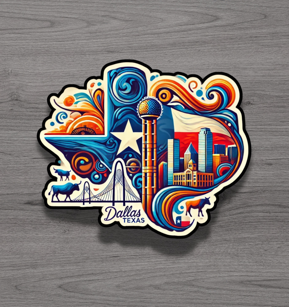 Dallas Texas Fridge Magnet or Laptop Sticker