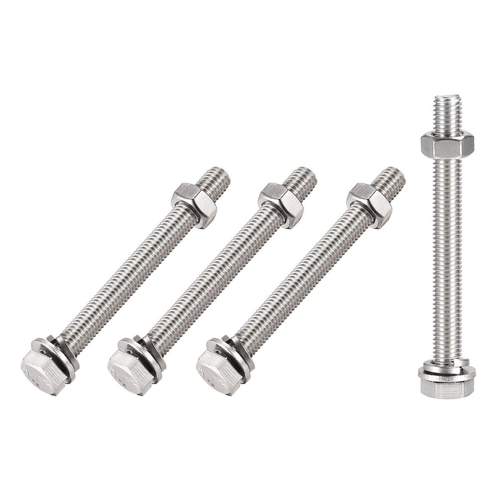 Hex Head Screws Bolts, Nuts, Flat & Lock Washers Kits (M10x100mm ) 4Sets