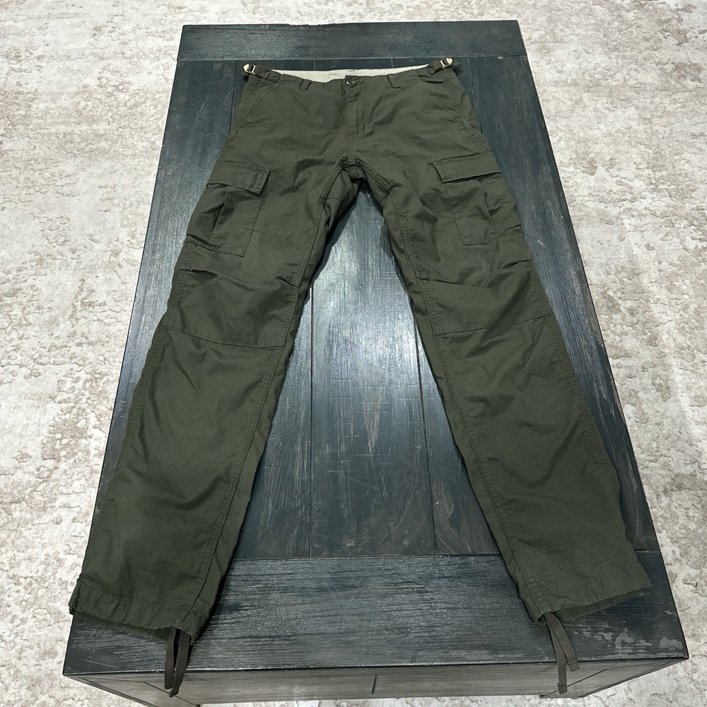 Carhartt WIP Aviation Pant Green Cargo Ripstop Adjustable Waist Men's 30x34