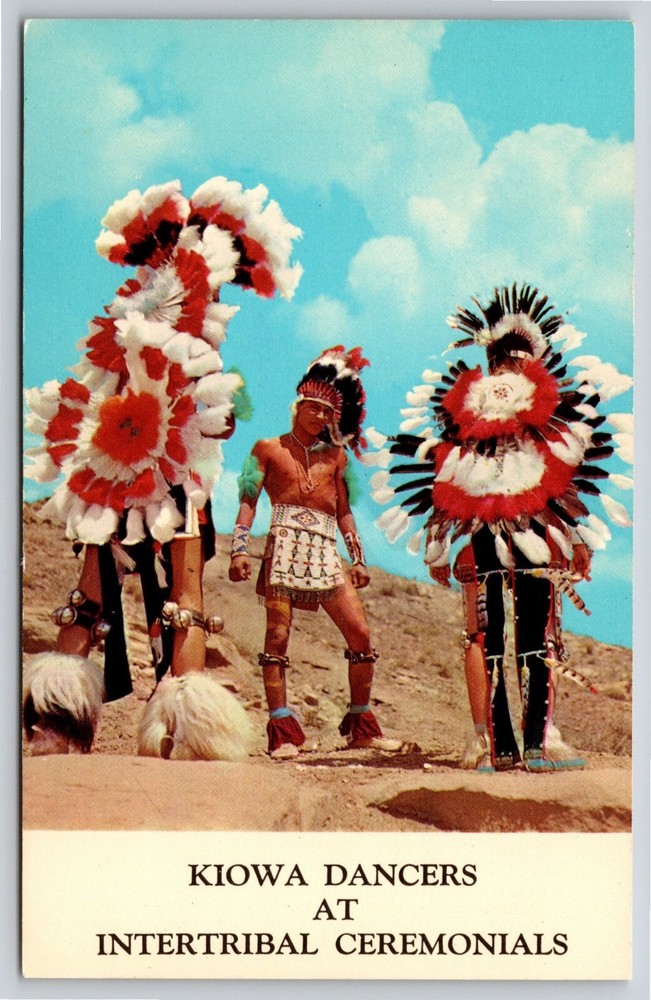 Native Americana~Kiowa Dancers At Intertribal Ceremonials~Vintage Postcard