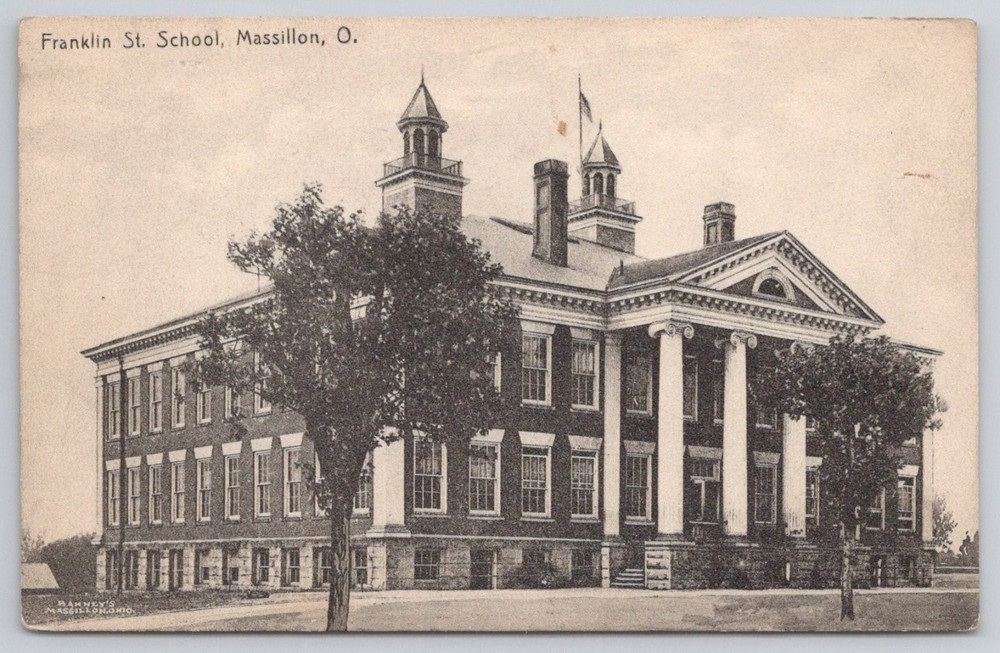 Franklin St. School Massillon Ohio Postcard - Albertype Co. Early 1900s