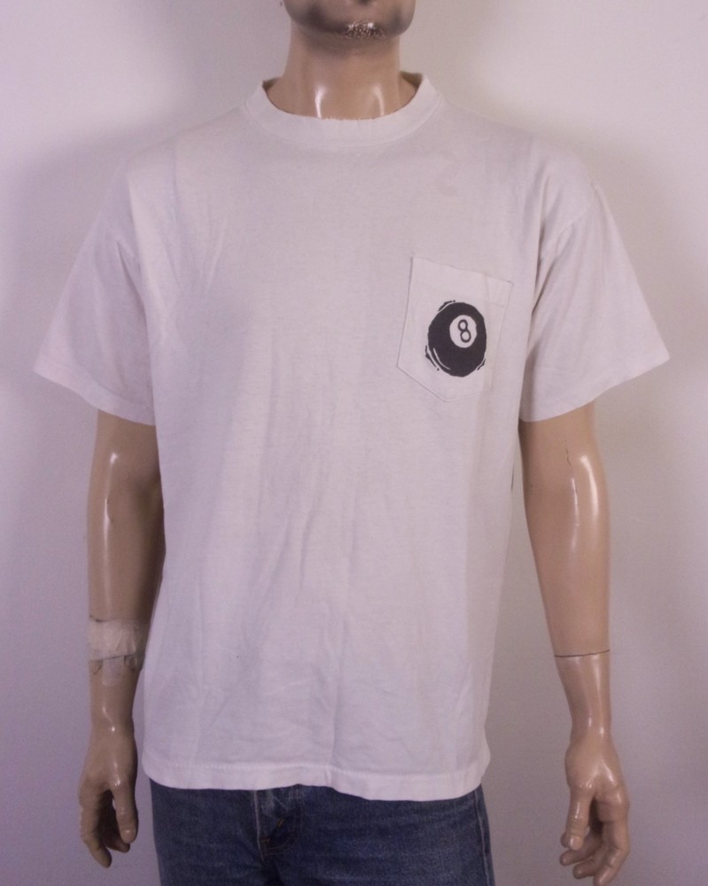 vintage 80s 90s Pool 8 Ball Billiards Theme T-Shirt Pocket 21 oz cue USA SZ XL