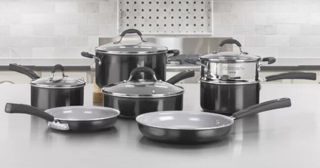 Cuisinart 11-Piece Cookware Set with Superior Heat Conduction for Even Cooking
