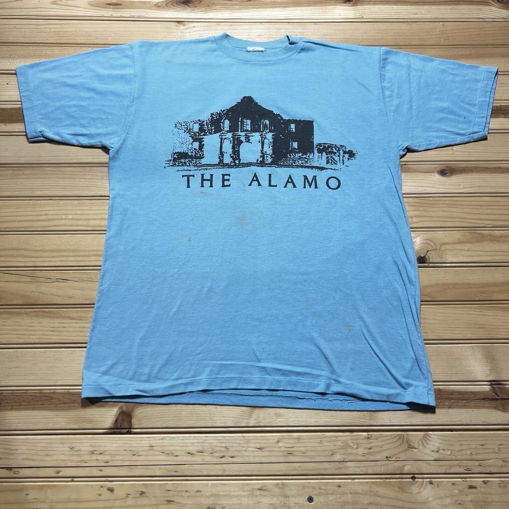 Vintage 80s 90s San Antonia The Alamo Print Shirt Size Large Single Stitch