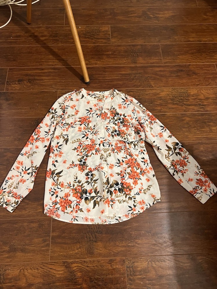Calvin Klein Women's Floral Print Long Sleeve Blouse Size Medium