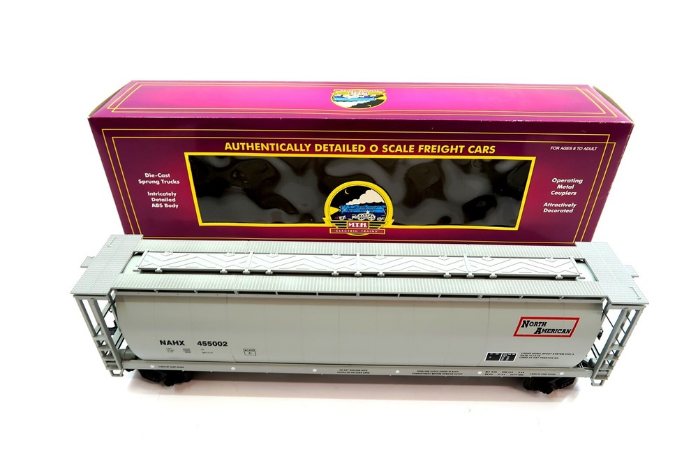 MTH 20-97401 NORTH AMERICAN 4 Bay Cylindrical Grain Hopper O Scale 3 Rail w/ Box